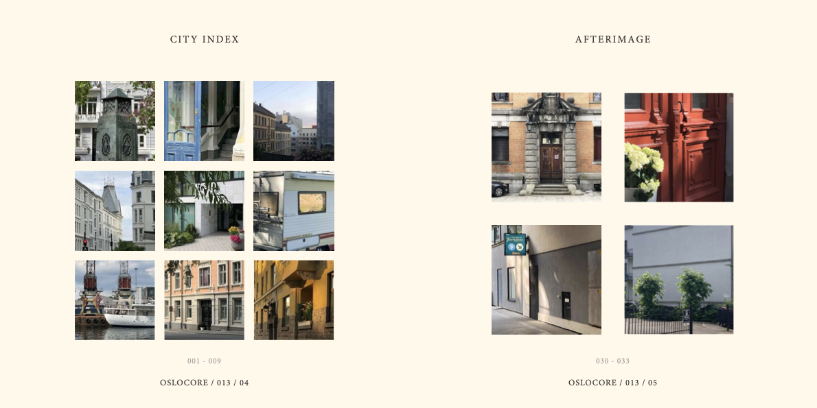 Oslocore square book spread preview.